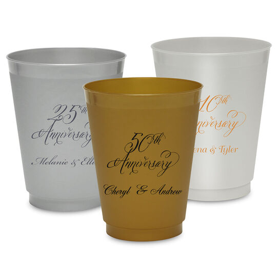 Pick Your Elegant Anniversary Year Colored Shatterproof Cups